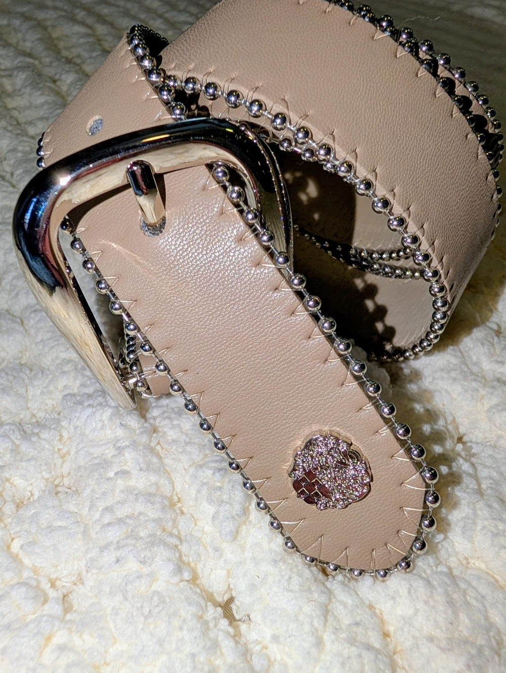 Beaded Edge Tan Leather Belt